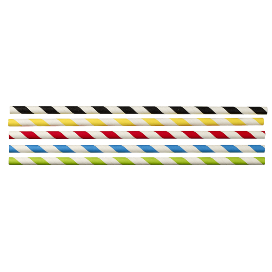 Paille rigide papier multicolore 200 mm