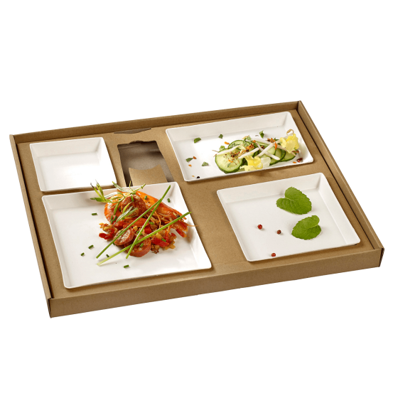 Kit plateau-repas Ecokraft vaisselle Quartz + couv