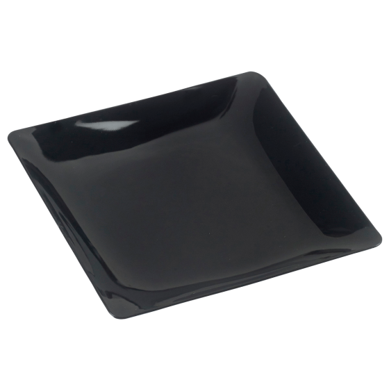Assiette Fluid' carré PS noir 200x200 mm