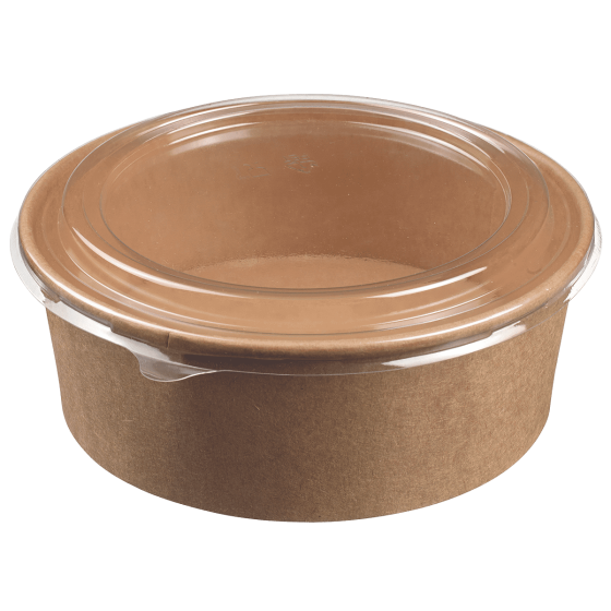 Insalatiera tonda Ecokraft con coperchio da 1.300 ml