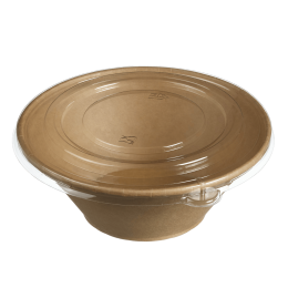 Insalatiera conica 1300ml Ecokraft +Coperchio PET antinebbia