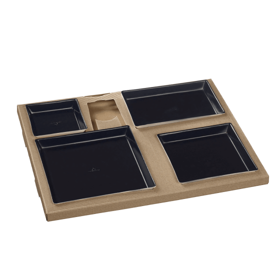 Kit vassoio pasti Polaris stoviglie Quartz nere laminate+pos