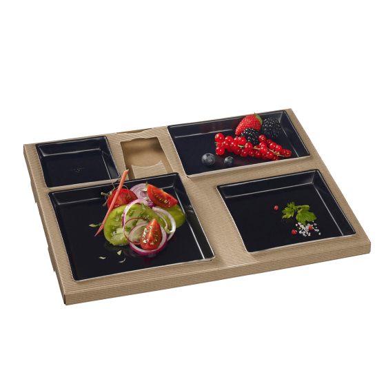 Kit vassoio pasti Polaris stoviglie Quartz nere laminate+pos