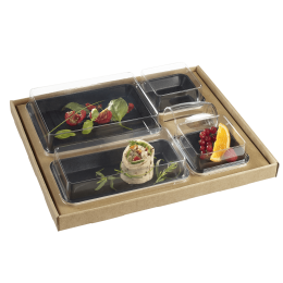 Kit vassoio pasti Ecokraft stoviglie Kanopée nere laminate