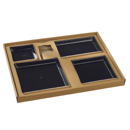 Kit vassoio pasti Ecokraft stoviglie Quartz nere laminate