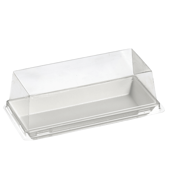 Couvercle RPET pour assiette Quartz pulpe de canne 130x60mm
