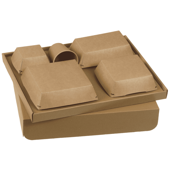 Kit plateau-repas Ecokraft vaisselle Quartz laminée  + couv