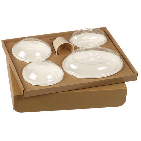 Kit vassoio pasti Ecokraft stoviglie Galaxy bianche + pos