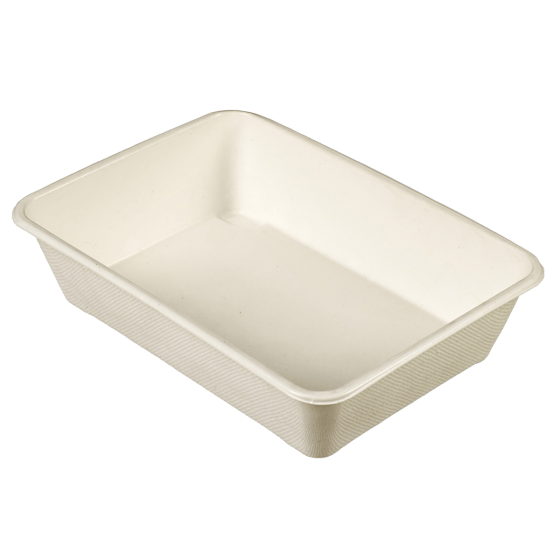 Barquette Quantum pulpe de canne avec lamination CPET 840 ml