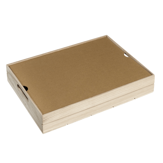 Coperchio per vassoio di legno impilabile 380x275x66 mm Coperchio per vassoio di legno impilabile 380x275x66 mm