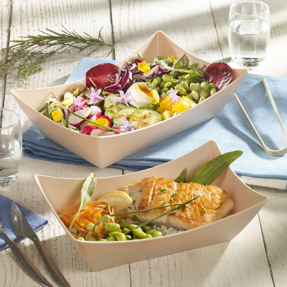 Vaschetta Snacking LOOP in PP beige chiaro 500 ml Vaschetta Snacking LOOP in PP beige chiaro 500 ml