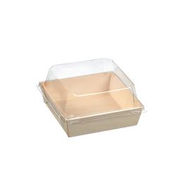 Barquette bois avec lamination + couvercle 250 ml