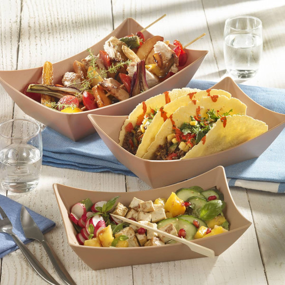 Vaschetta Snacking LOOP in PP beige scuro 700 ml Vaschetta Snacking LOOP in PP beige scuro 700 ml