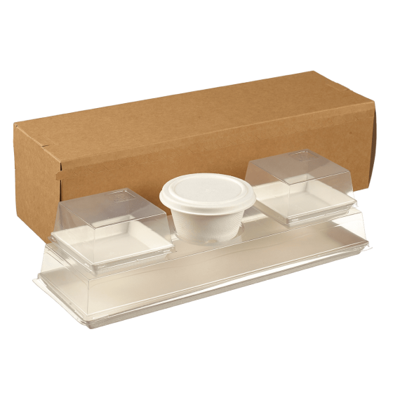 Kit plateau-repas Ecrin vaisselle Quartz pulpe de canne Kit plateau-repas Ecrin vaisselle Quartz pulpe de canne