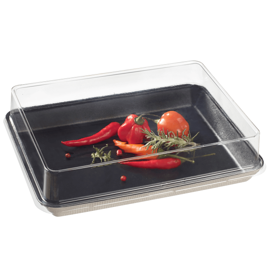 Assiette Kanopée pulpe de canne avec lam. noire 200x150 mm Assiette Kanopée pulpe de canne avec lam. noire 200x150 mm