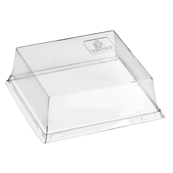 Couvercle RPET pour assiette Quartz pulpe de canne 110x110mm Couvercle RPET pour assiette Quartz pulpe de canne 110x110mm