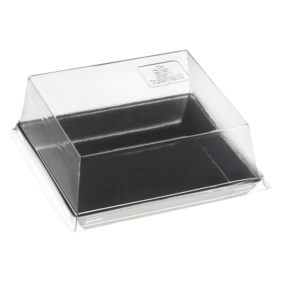 Couvercle RPET pour assiette Quartz pulpe de canne 110x110mm Couvercle RPET pour assiette Quartz pulpe de canne 110x110mm