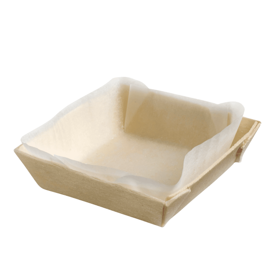Barquette carrée avec papier cuisson 70 ml Barquette carrée avec papier cuisson 70 ml