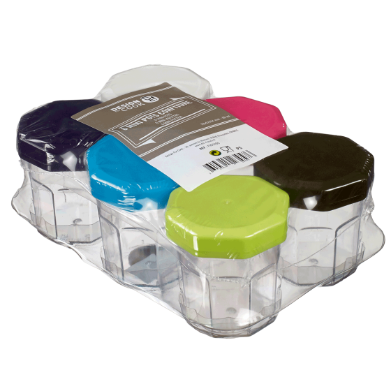 Mini pots Confiture multicolore PS 60 ml - 12 paquets de 6