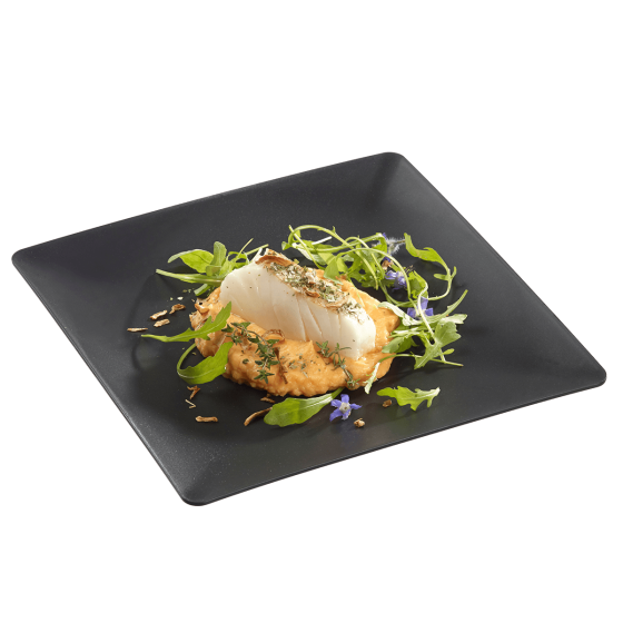 Piatto Fluid' in PP nero da 250x250 mm