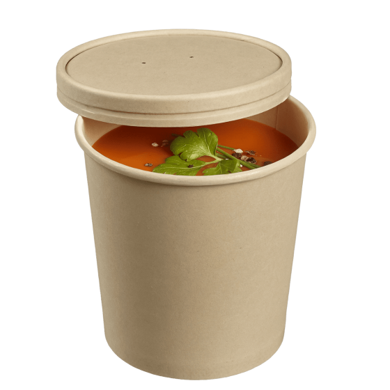 Pot fibre de bambou avec lamination + couvercle 450 ml