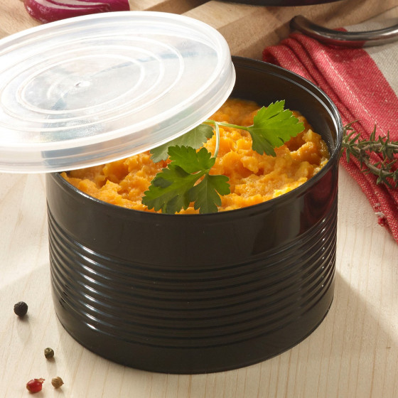 Barattolo in PP nero da 450 ml con coperchio