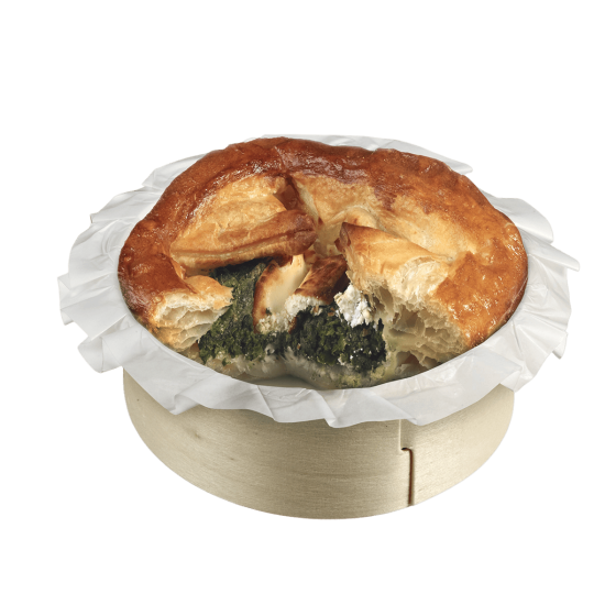 Cercle bois avec encoche + papier cuisson Ø125 mm