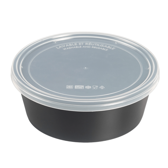Saladier LOOP avec couvercle PP noir 1300 ml
