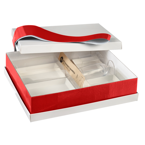 Kit vassoio Reverso con bordo rosso