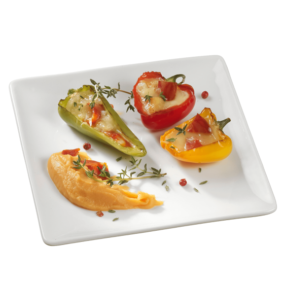 Piatto Fluid' in ceramica bianca da 160x160x15 mm