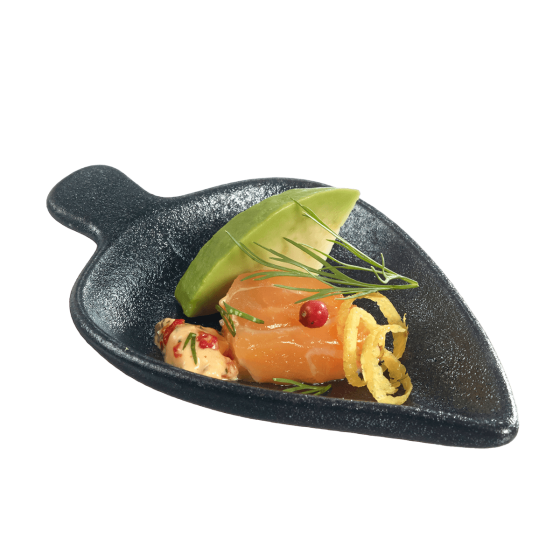 Verrine Feuille Sandy céramique noire 96x61x13 mm