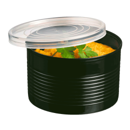 Barattolo in PP nero da 450 ml con coperchio