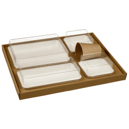 Kit vassoio pasti Ecokraft stoviglie Kanopée bianche lamin.
