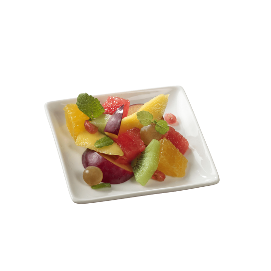 Piatto Fluid' in ceramica bianca da 110x110x14 mm