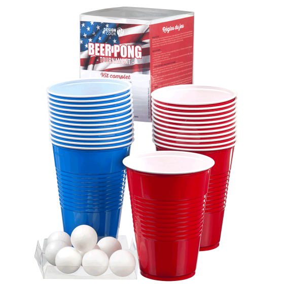 Kit Beer Pong - 24 gobelets 400 ml et 8 mini balles - 24 paq