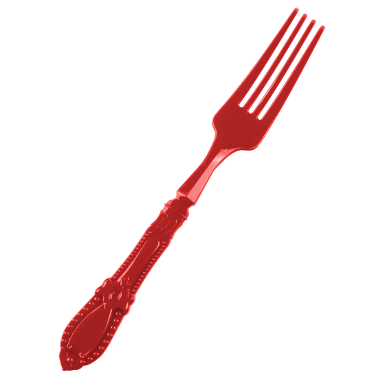 Mini fourchette Baroque rouge PS - 12 paquets de 25