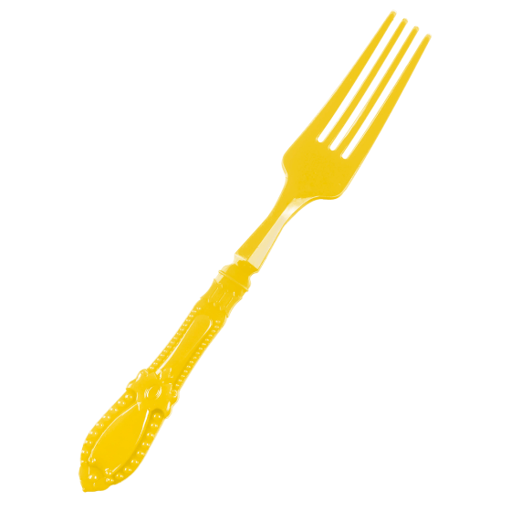 Mini forchetta Baroque giallo PS - 12 pacchi da 25
