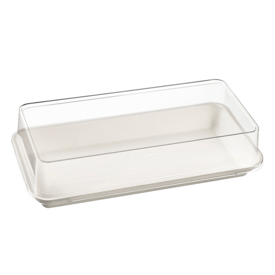 Piatto Kanopée in polpa di canna laminato da 200x100 mm