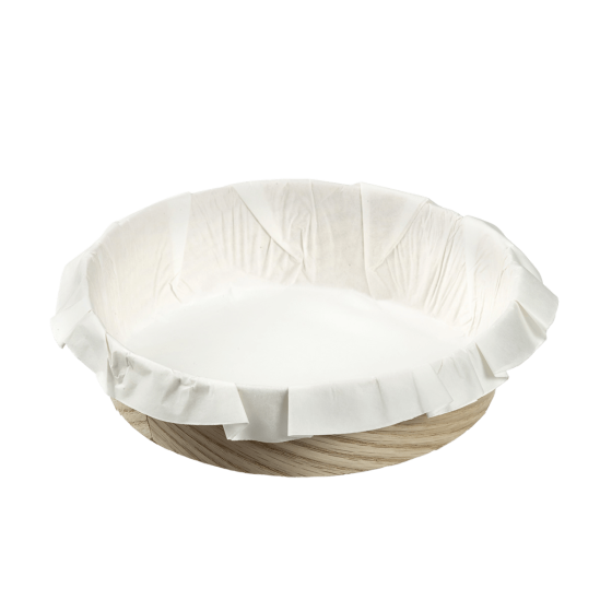 Teglia circolare in legno con carta da forno Ø 160 mm