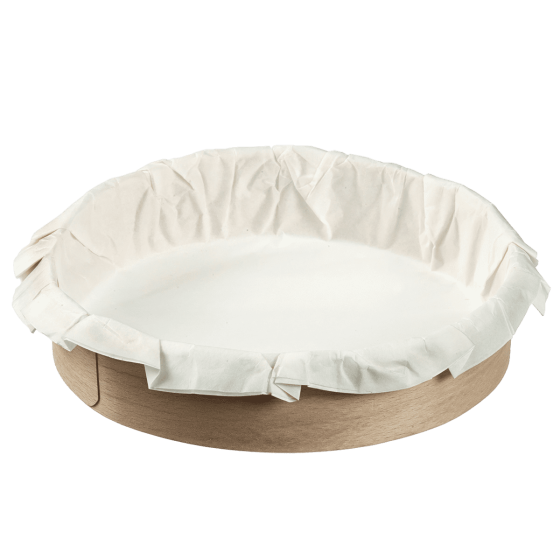 Teglia circolare in legno con carta da forno Ø 200 mm