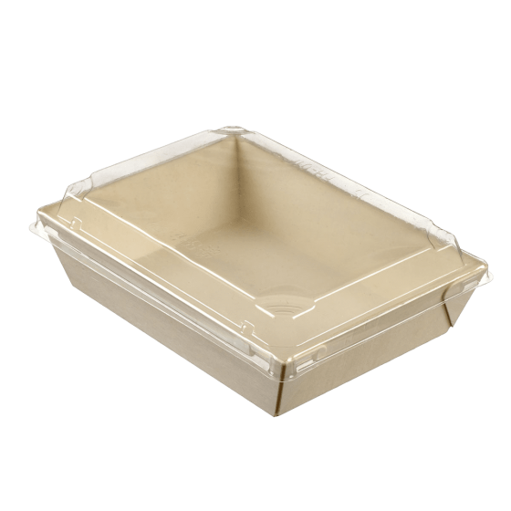 Barquette bois avec lamination + couvercle 1000 ml