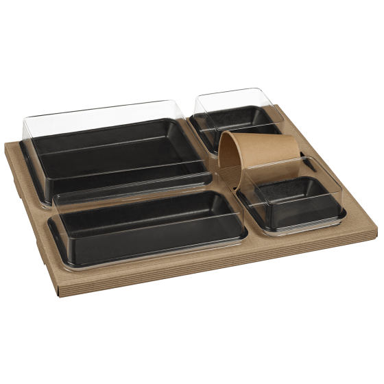 Kit vassoio pasti Polaris stoviglie Kanopée nere laminate