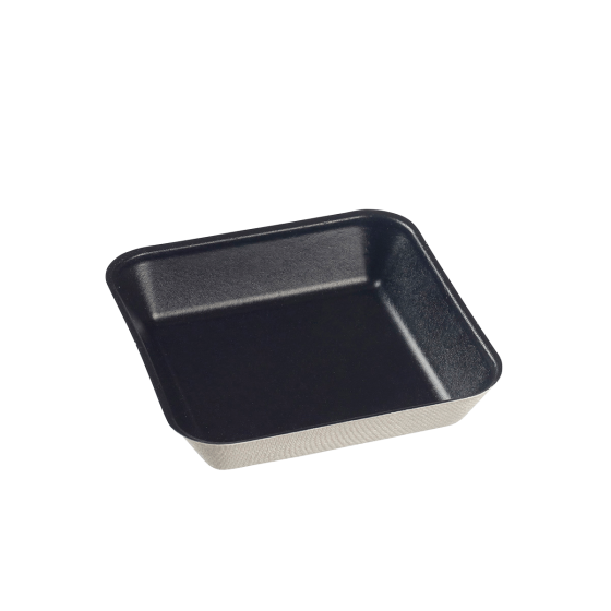 Assiette Kanopée 100x100x20 mm pulpe laminée noire PE sans PFAS