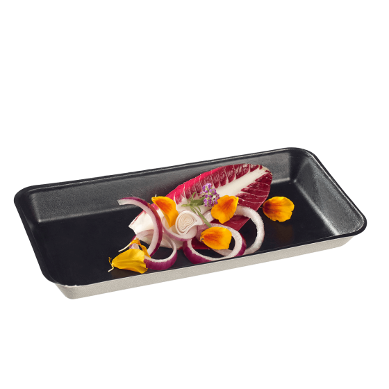 Assiette Kanopée laminée PE noire 200x100 mm