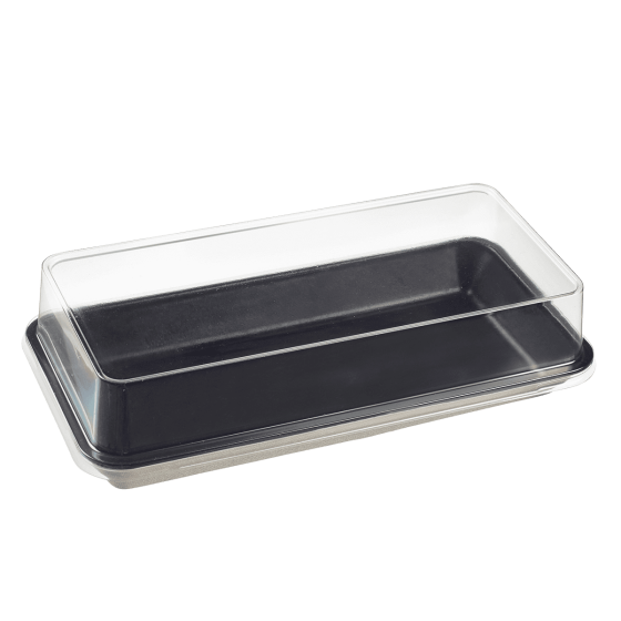 Assiette Kanopée laminée PE noire 200x100 mm